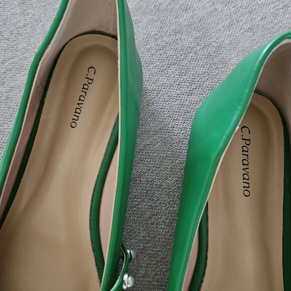 C.Paravano Mary Jane Flats  - Square Toe Ballet Flats with Pearl Strap Eu Sz 39 - Picture 4 of 7